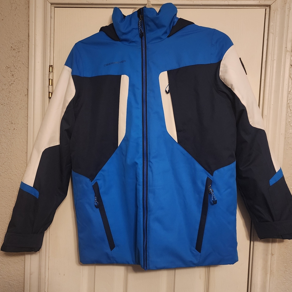 Obermeyer Boys' Blue Black White Snow Ski Jacket Teen Size Large